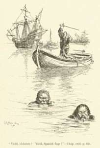 Ilustrace pro Westward Ho! Charles Kingsley (rytina) od Charles Edmund Brock