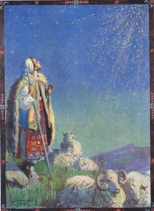 Spadla jako sprška jisker, scéna z „Příběhu světlušky“ v „Příběhy dětí z rumunských legend“ od Mosese Gastera (1856-1939) 1921 od Charles Edmund Brock