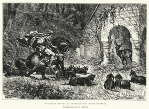 Dagobert před kaplí svatých mučedníků (rytina) od Charles Edouard Delort