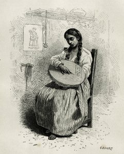 Vyšívač, v Salentu, oblast Quindio (Kolumbie), rytina Ch. Delort, pro ilustraci příběhu America Equinoxiale od E. Andreho, pověření francouzskou vládou, zveřejněno v tour du monde, pod vedením Edouarda Charto od Charles Edouard Delort