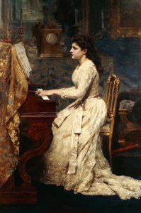 Mladá dívka hrající na klavír, 1891