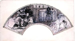 Design vějíře (Le Boudoir) (pero a inkoust a akvarel na papíře) od Charles Edward Conder