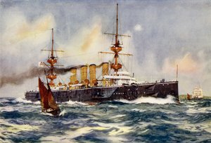 HMS Powerful Steaming Channel při jejím návratu z Jižní Afriky