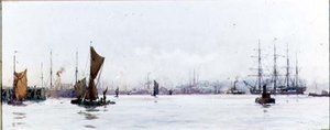 Pohled na západ z Tilbury (akvarel na papíře) od Charles Edward Dixon