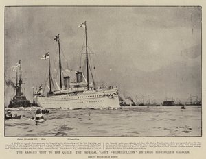 Císařova návštěva u královny, císařská jachta Hohenzollern vplouvá do přístavu Portsmouth od Charles Edward Dixon