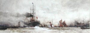 Temže v Blackwall Reach od Charles Edward Dixon