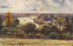 Řeka Temže: Pohled z terasy Richmond Hill (barevná litografie) od Charles Edwin Flower