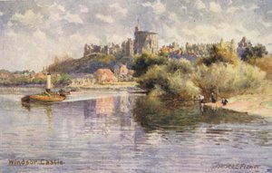 Řeka Temže: Hrad Windsor (barevná litografie) od Charles Edwin Flower