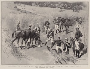 Tažení v Rhodesii, zastávka pro vodu při pochodu s císařskými vojsky od Charles Edwin Fripp