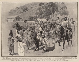 Hindooští uprchlíci v Ladysmith, oddělující muže od žen a dětí od Charles Edwin Fripp