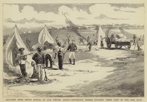 Náčrtky z Jižní Afriky, Hottentotské jednotky rozkládající svůj tábor v Peri Bush od Charles Edwin Fripp