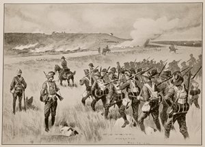 Londýnští císařští dobrovolníci podporující levé křídlo generála Hamiltona v akci u Doornkopu 29. května 1900. od Charles Edwin Fripp