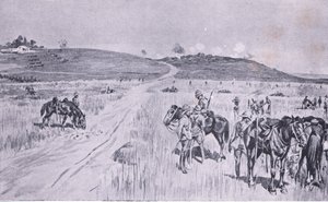The relief of Vryheid, z knihy After Pretoria: The Guerilla War vydané nakladatelstvím Harmsworth Bros Limited v roce 1901. od Charles Edwin Fripp