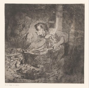 Kovář s měchy od Charles Emile Jacque (attributed to)
