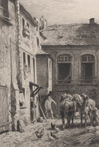 Pařížské nádvoří v roce 1865. od Charles Emile Jacque
