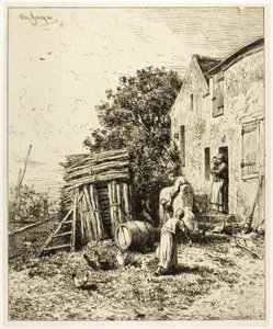 Rustikální obydlí od Charles Emile Jacque