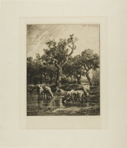 Krávy na napajedla od Charles Emile Jacque