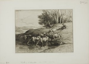 Krávy u napajedla od Charles Emile Jacque