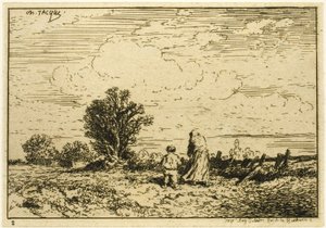 Přechod přes louku od Charles Emile Jacque