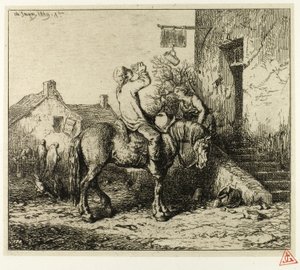 Vchod do hostince se selským pitím od Charles Emile Jacque