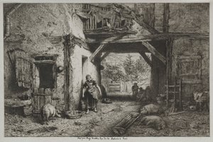Interiér farmy od Charles Emile Jacque