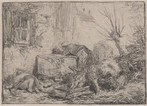 Hospodářský dvůr, ca. 1845. od Charles Emile Jacque