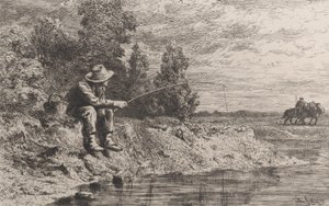 Fishing for Roach, 1865. od Charles Emile Jacque
