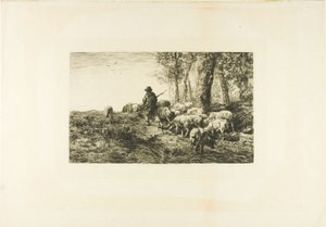 Stádo prasat s pastevcem od Charles Emile Jacque