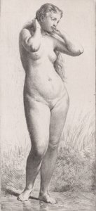 Mladá žena ve vaně, 1866. od Charles Emile Jacque