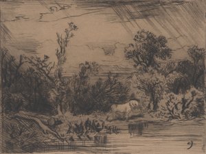 Krajina s bouřkou, 1848. od Charles Emile Jacque