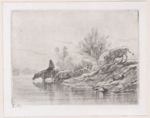 Krajina s dobytkem, 1848. od Charles Emile Jacque