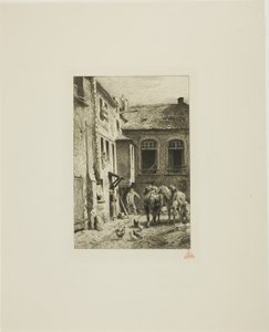 Pařížské nádvoří od Charles Emile Jacque