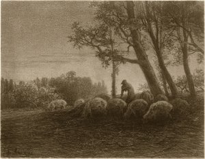 Poetický soumrak od Charles Emile Jacque