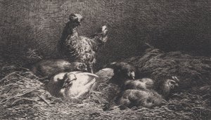 Slepice, 1867. od Charles Emile Jacque