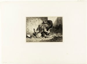 Kohout a slepice od Charles Emile Jacque