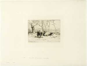 Ovce a pět stromů od Charles Emile Jacque