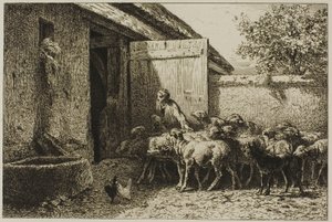 Pastýřka od Charles Emile Jacque