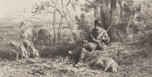 Malé stádo prasat, 1864. od Charles Emile Jacque