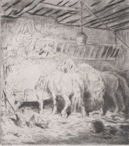 Stáj, 1848. od Charles Emile Jacque