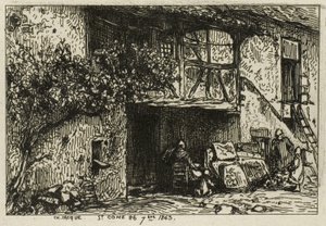 Schody před domem od Charles Emile Jacque