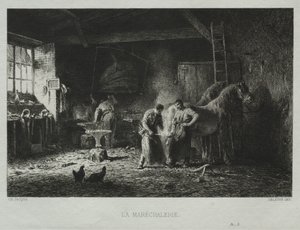 Kovárna. od Charles Emile Jacque