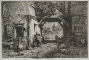 Hospodářský dvůr. od Charles Emile Jacque