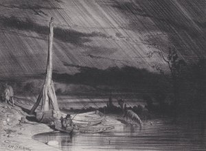 Rybář, deštivé počasí, ca. 1853. od Charles Emile Jacque
