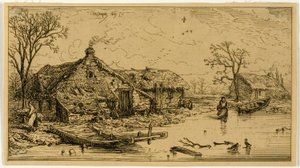 Zamrzlý rybník od Charles Emile Jacque