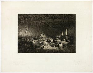 Velký ovčák, horizontální talíř od Charles Emile Jacque
