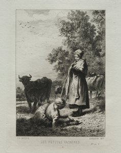 Malí pastevci od Charles Emile Jacque
