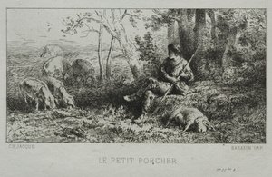 Malý pastevec vepřů. od Charles Emile Jacque