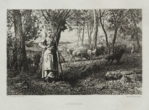 Pastýřka od Charles Emile Jacque