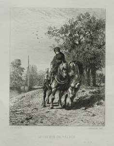 Tažná cesta. od Charles Emile Jacque