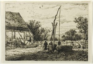 No na farmářském dvoře od Charles Emile Jacque